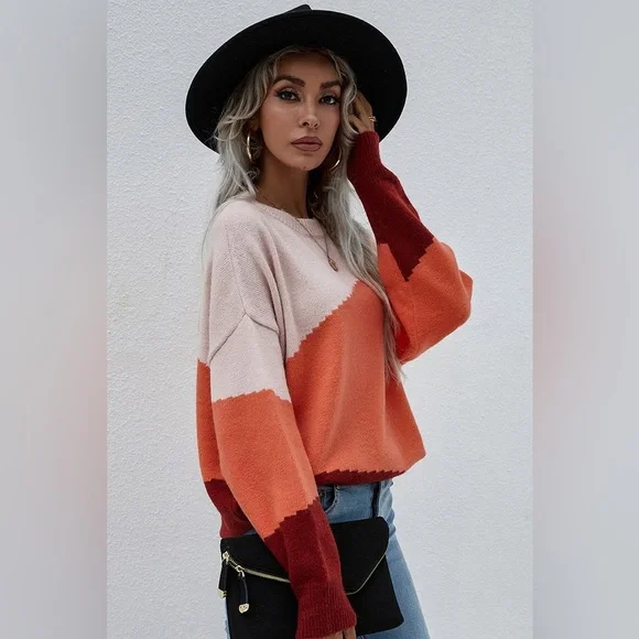 Color block Long sleeve sweater top - Picture 4 of 5